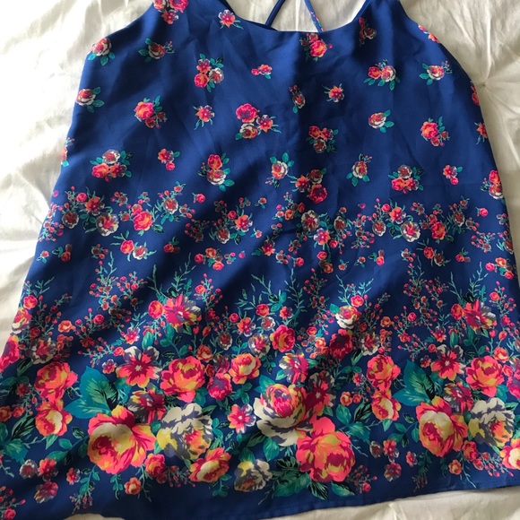 Blue Floral Spaghetti Strap Blouse - Picture 2 of 2